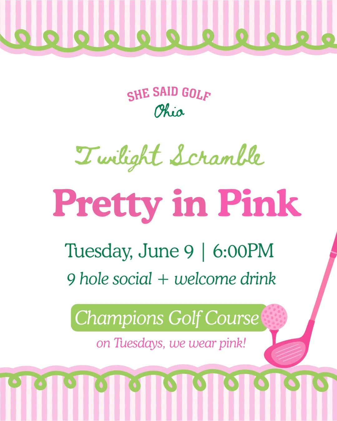 Pretty in Pink Twilight Scramble hosted by She Said Golf Ohio — golf in Columbus