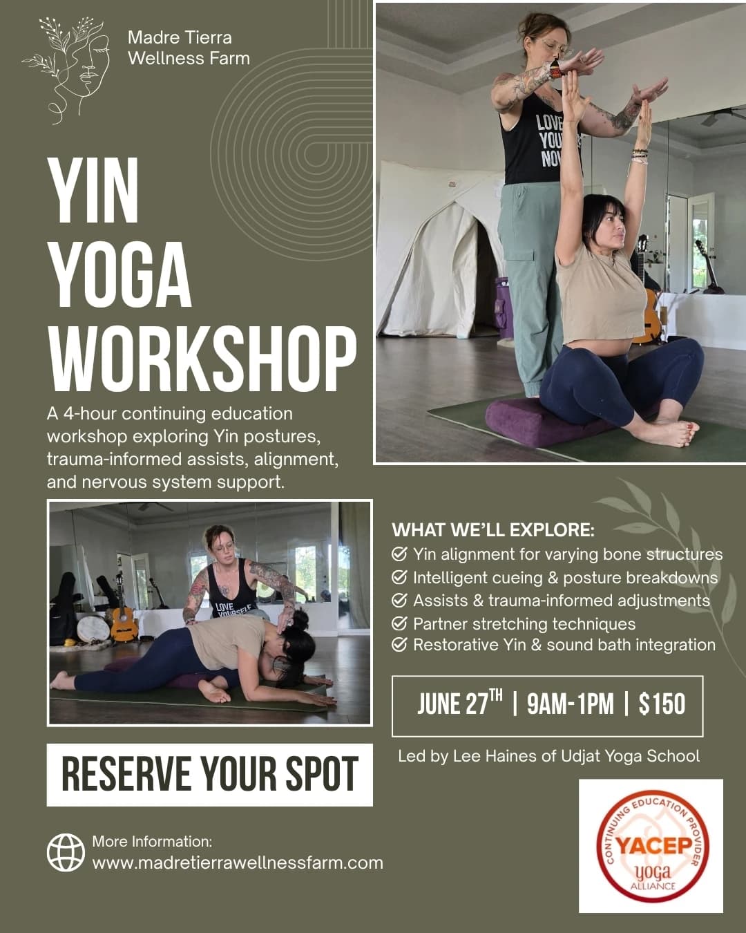Yin Yoga Workshop hosted by Madre Tierra Wellness Farm Community by Mayra Leal — yoga classes in Livingston