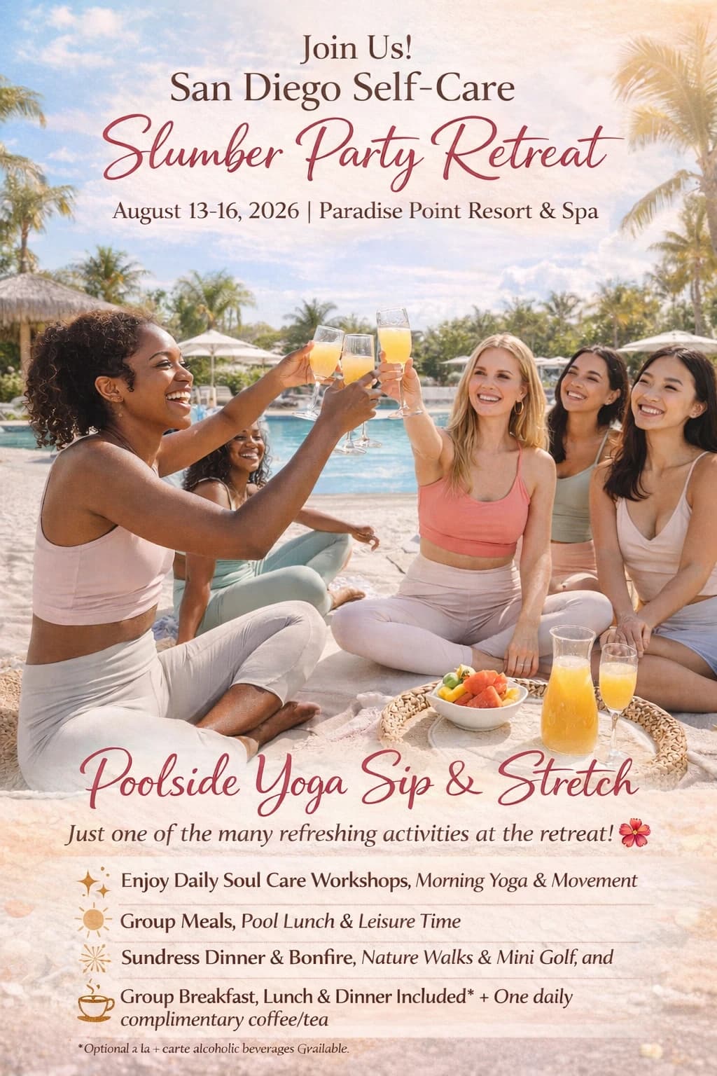 San Diego Self-Care Slumber Party Retreat hosted by Beginner Gym Girlies — yoga classes in San Diego