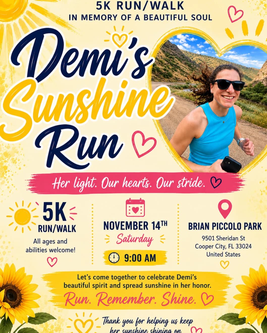 Demi’s Sunshine Run hosted by Demi’s Sunshine Squad — run clubs in Hollywood