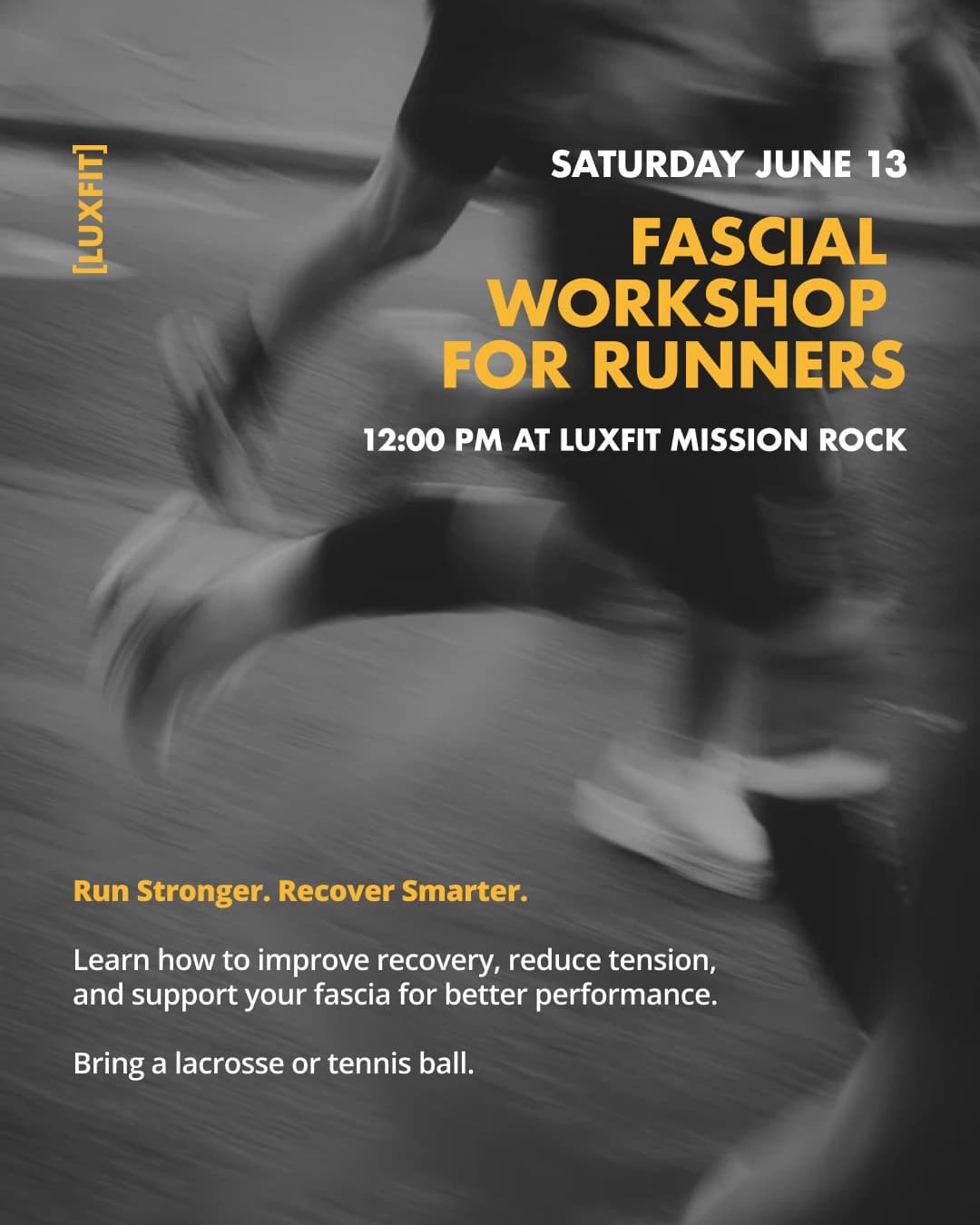Fascial For Runners Workshop hosted by LuxFit  — workshops in San Francisco