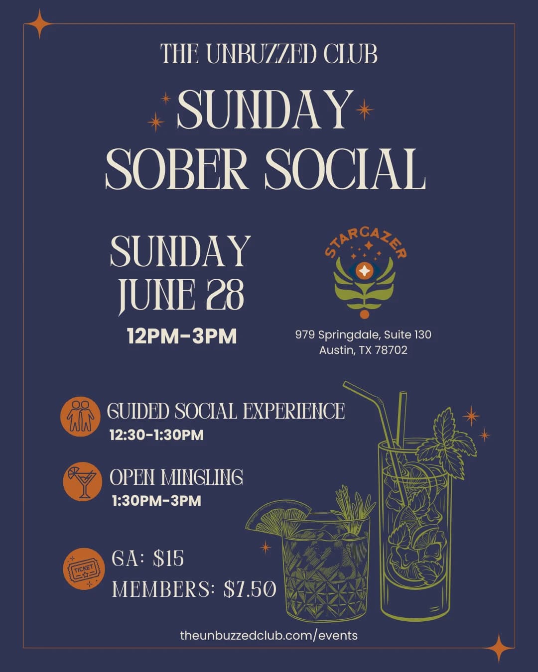 Sunday Sober Social hosted by The Unbuzzed Club — social events in Austin