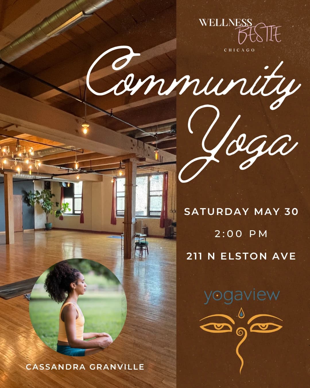 Community Yoga at yogaview Chicago hosted by Wellness Bestie Chicago — yoga classes in Chicago