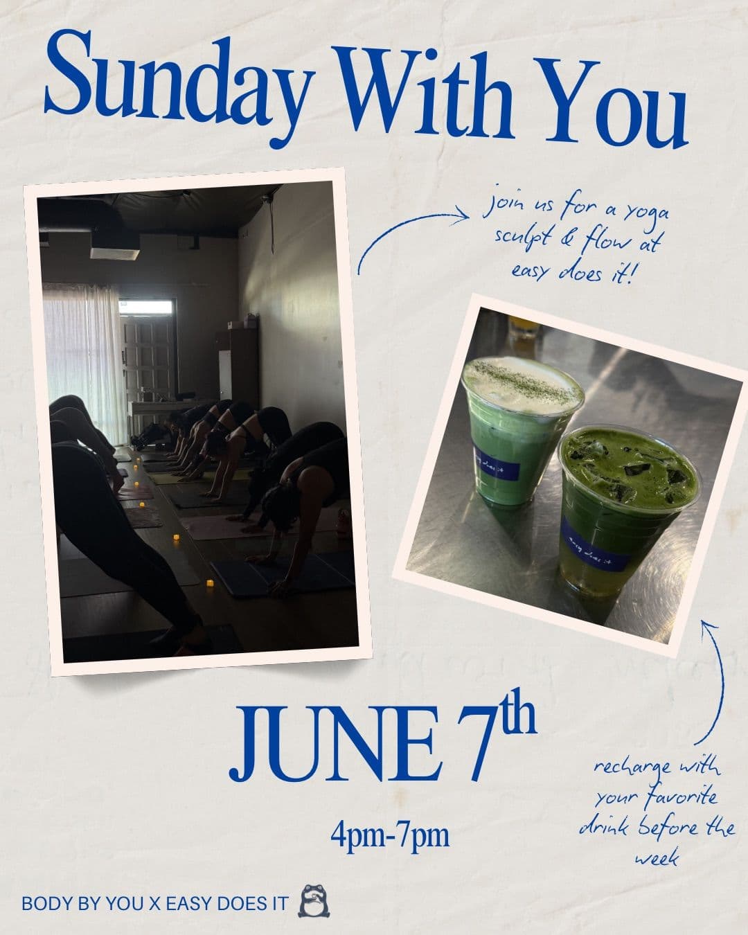 Sunday with You hosted by Body by You — yoga classes in San Diego