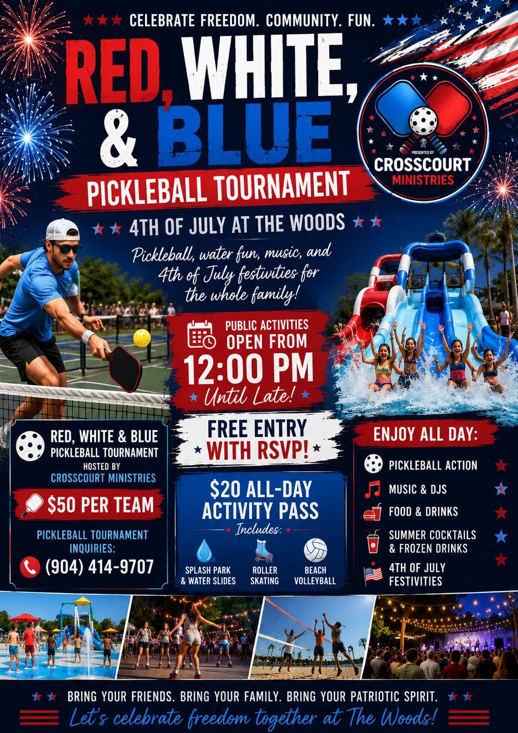 4th of July: Red, White & Blue Pickleball hosted by The Woods — racket sports in Lake City
