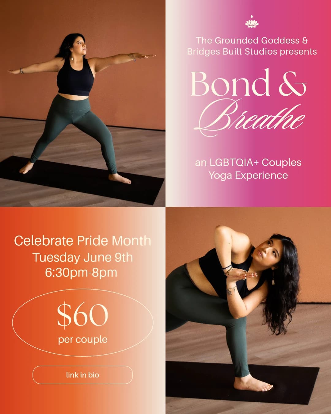 Bond & Breathe: LGBTQIA+ Couples Yoga Experience 🏳️‍🌈 hosted by Grounded Goddess  — yoga classes in Chicago