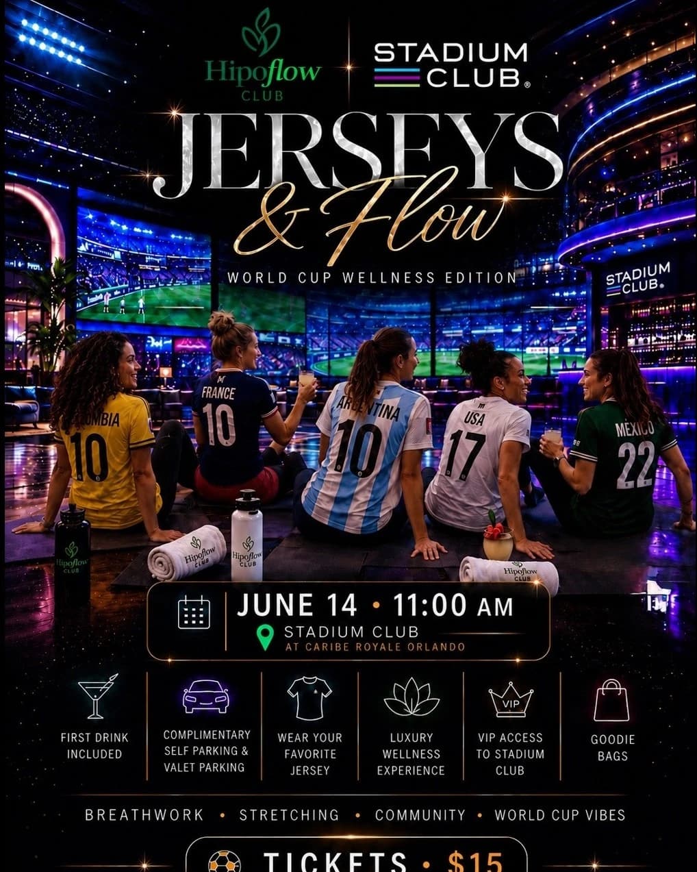 JERSEYS & FLOW. World Cup Edition hosted by Hipoflow Club — fitness events in Orlando