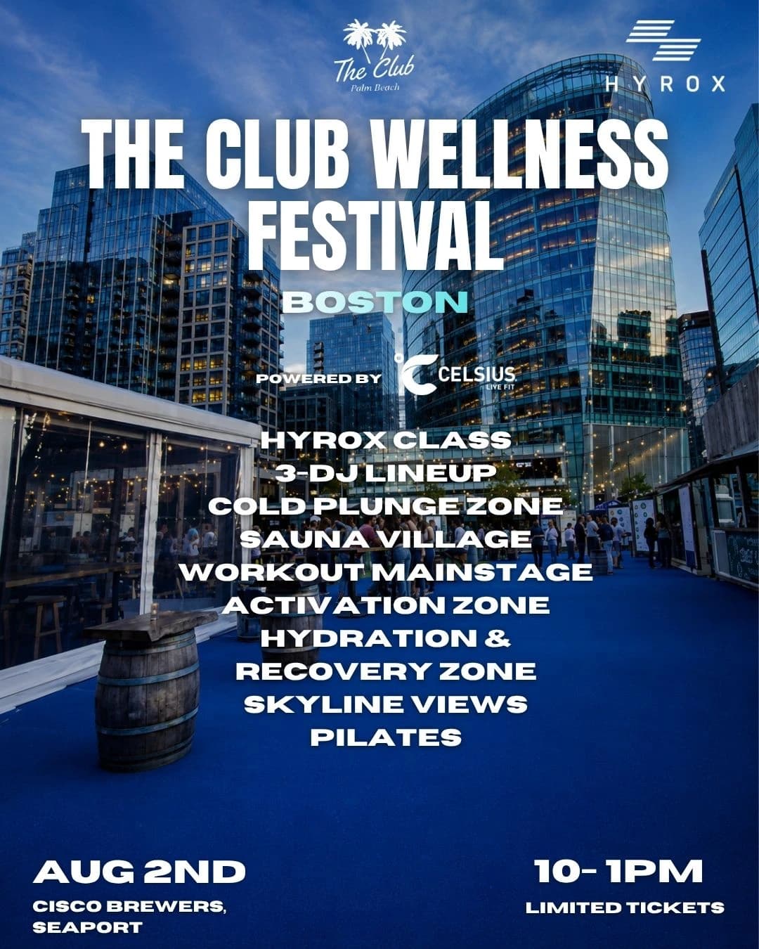 THE CLUB WELLNESS FESTIVAL BOSTON @ CISCO BREWERS 08/02 hosted by The Club Palm Beach  — pilates classes in Boston