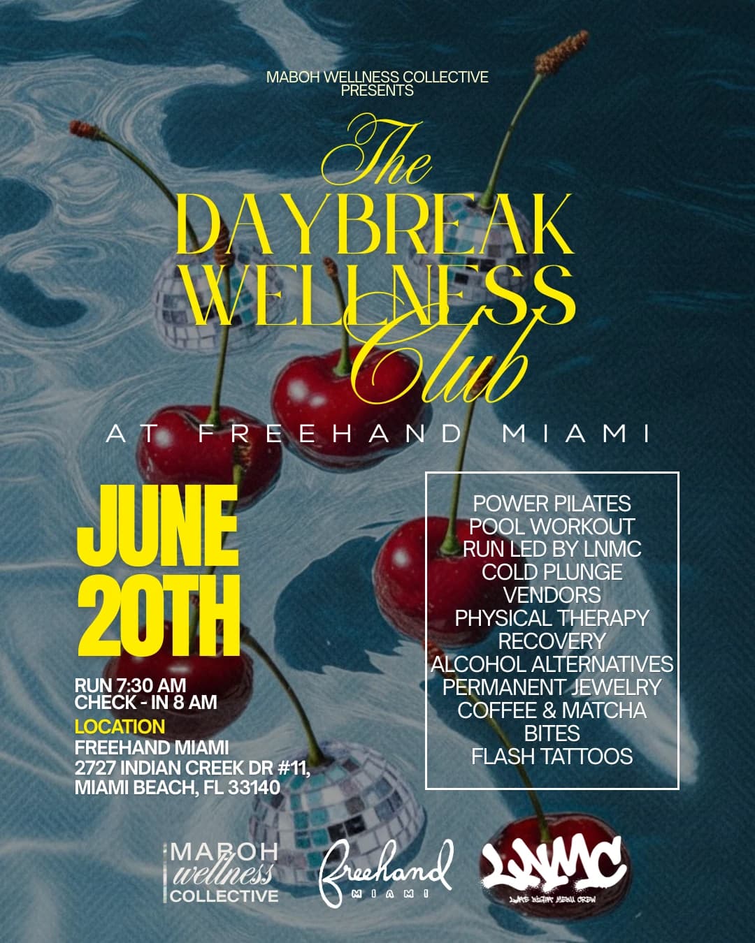 The Daybreak Wellness Club at Freehand Miami hosted by MABOH WELLNESS COLLECTIVE — pilates classes in Miami