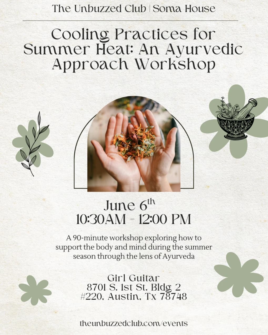 Cooling Practices for Summer Heat: An Ayurvedic Approach hosted by The Unbuzzed Club — workshops in Austin