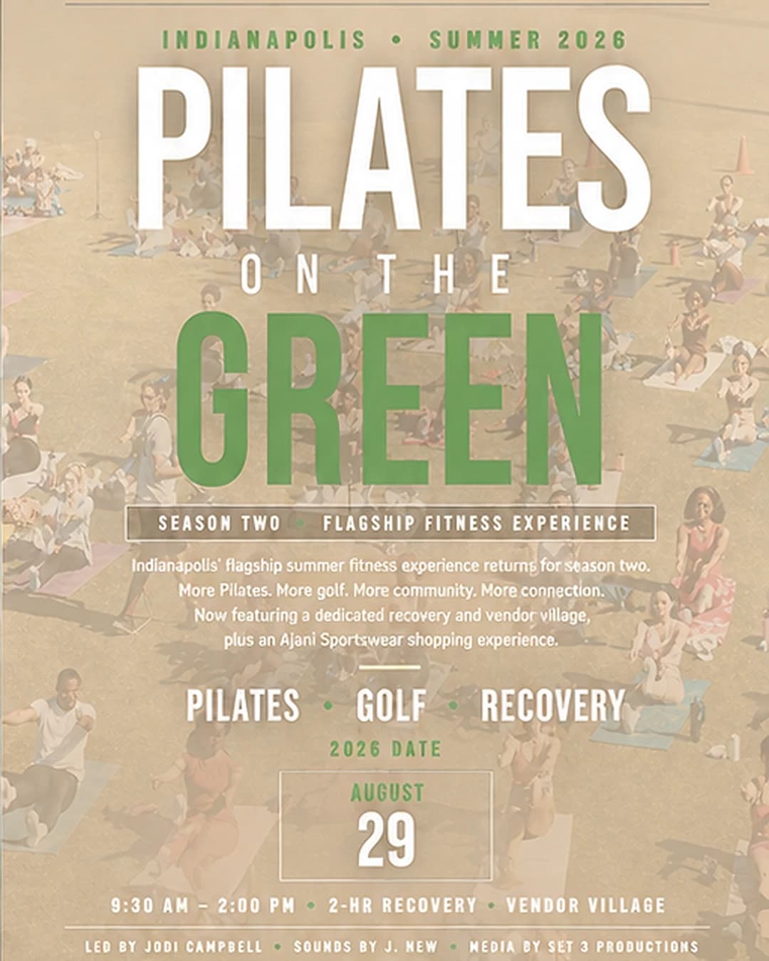 Pilates On The Green August 29th  hosted by AJANI ACTIVE — pilates classes in Indianapolis