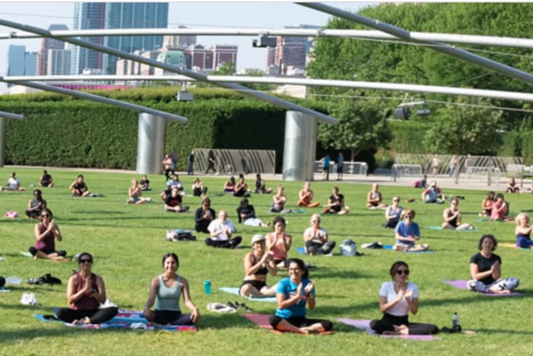 Elevated Sound Bath at Millennium Park hosted by Mecca Elevated — yoga classes in Chicago