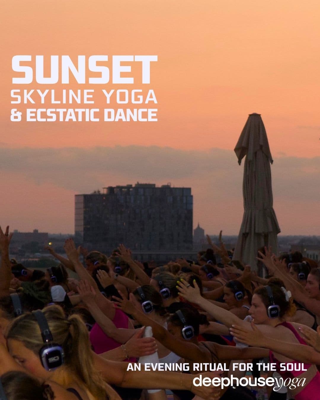 sunset skyline yoga & ecstatic dance hosted by deep house yoga  — yoga classes in Chicago