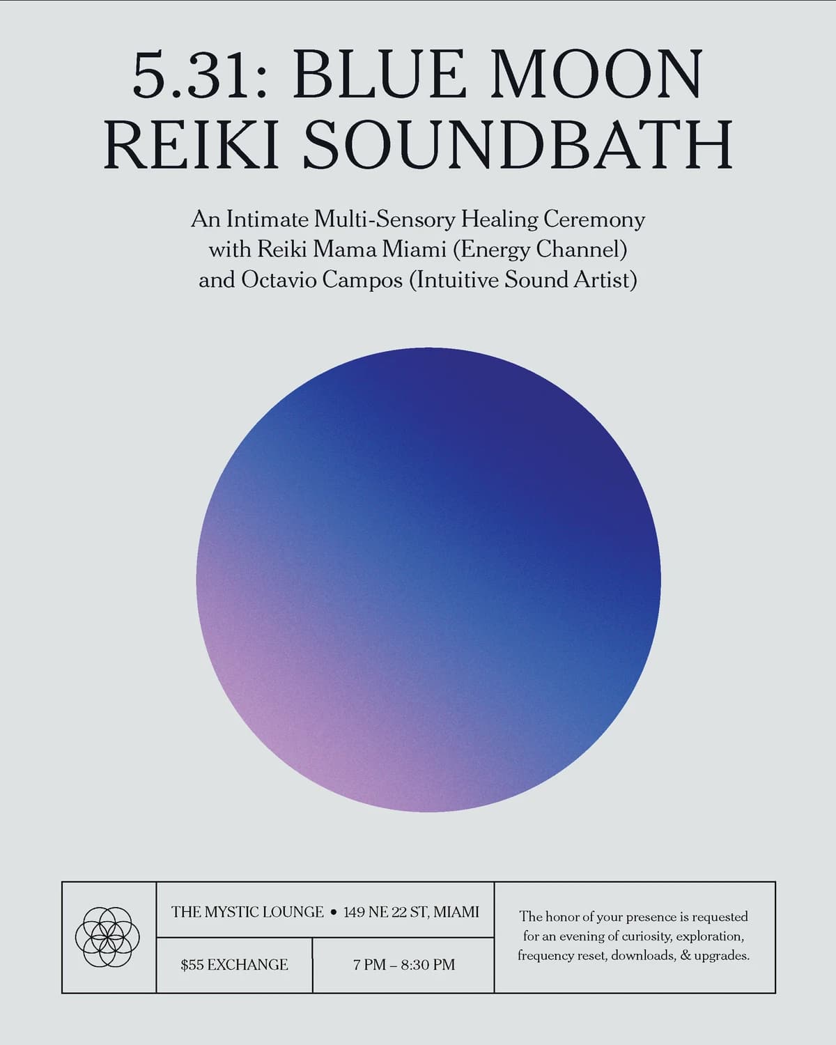  Blue Moon Reiki Soundbath hosted by TheMysticLoungeMiami — wellness events in Miami
