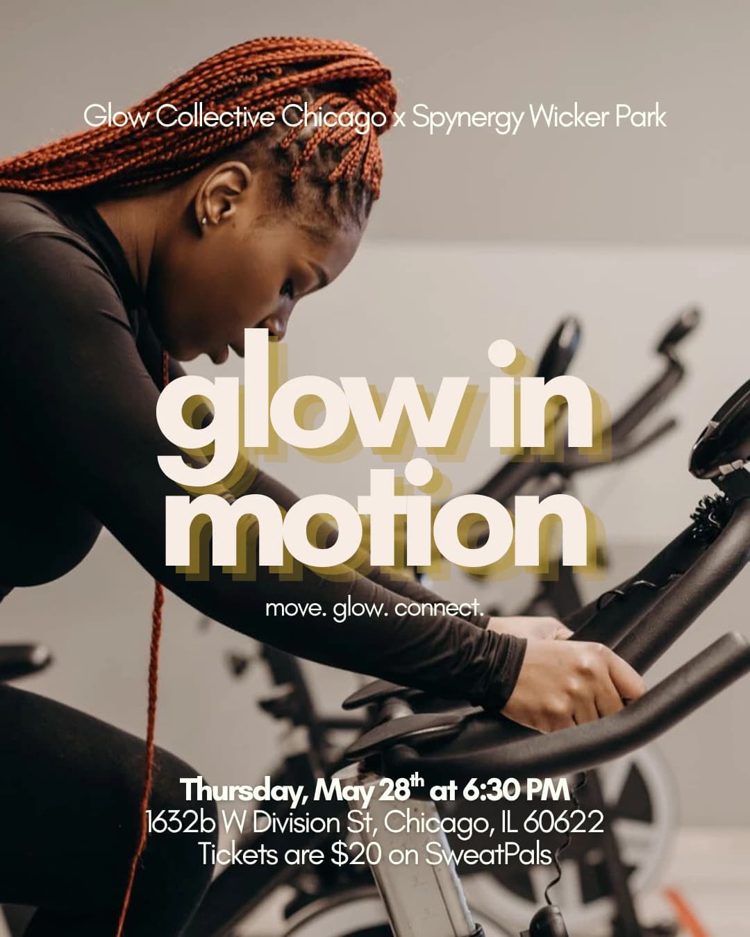 Glow in Motion (Spin Class with Spynergy) hosted by Glow Collective Chicago — fitness events in Chicago