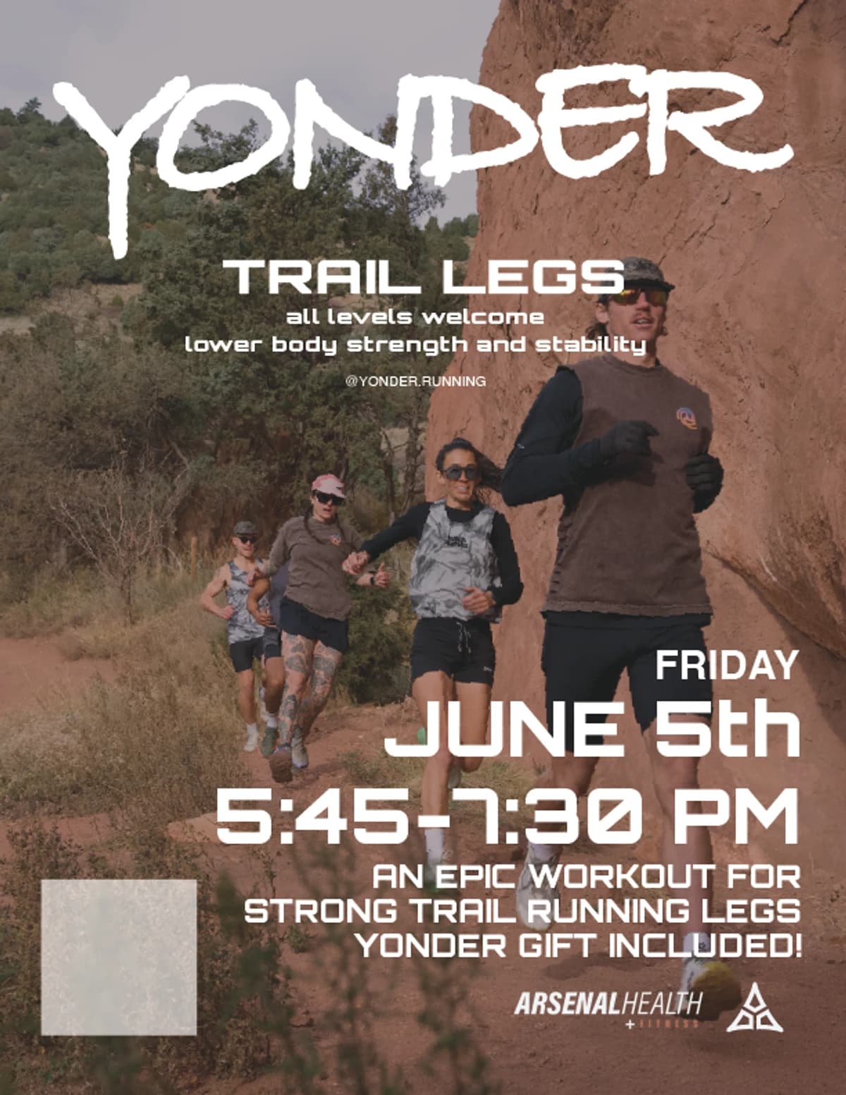Arsenal x Yonder: Trail Legs 👟 hosted by Arsenal Health - Arvada — spa recovery in Arvada