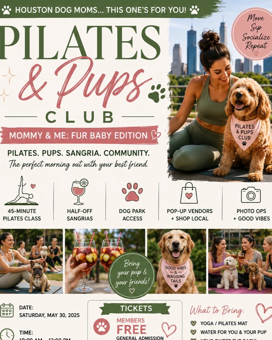 Pilates & Pups Club: Mommy & Me (Fu hosted by Denisse — pilates classes in Houston