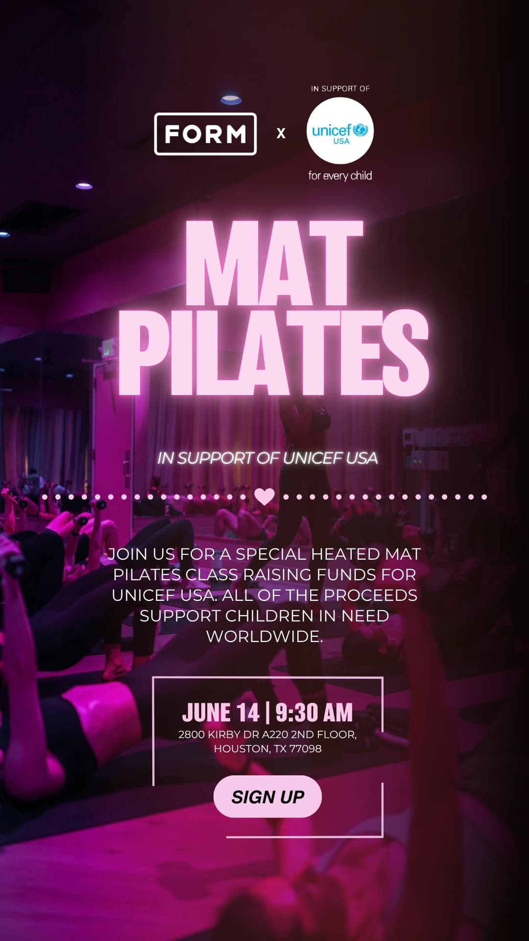 FORM Pilates X UNICEF HTX Next Gen  hosted by UNICEF Next Gen HTX — pilates classes in Houston