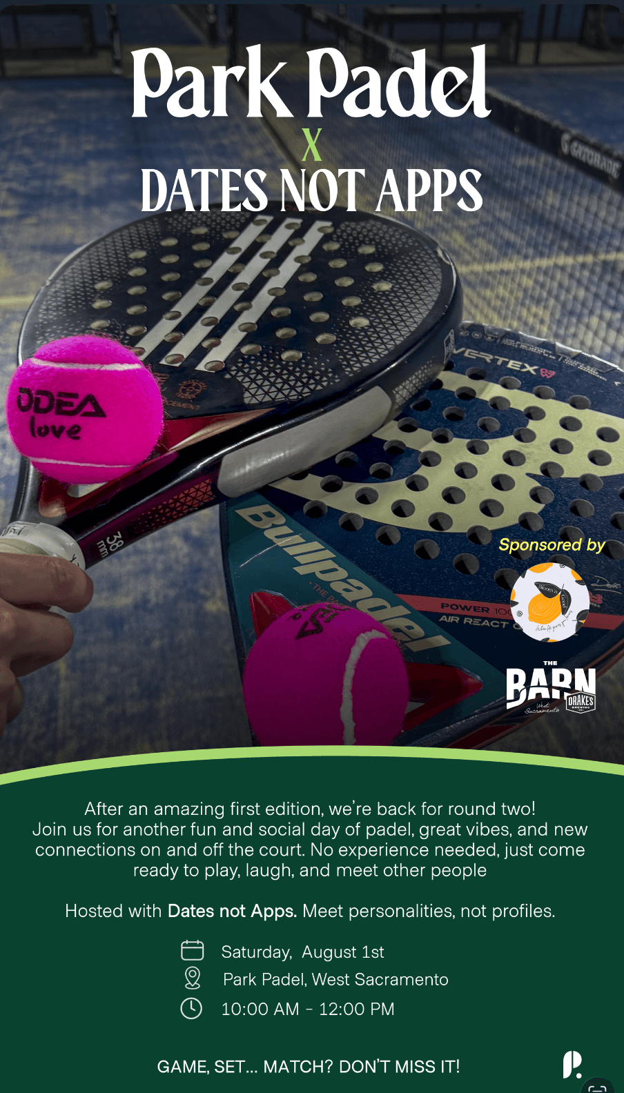Dates Not Apps x Park Padel hosted by Park Padel — racket sports in West Sacramento