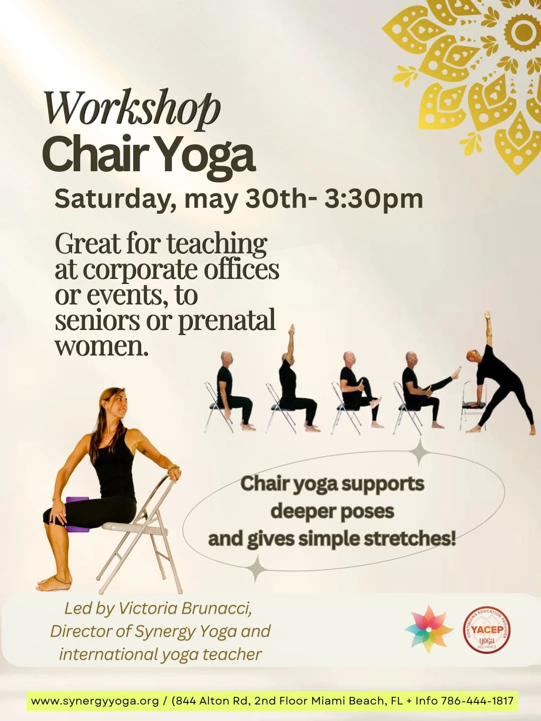 Chair Yoga Workshop!  hosted by Synergy Yoga & Holistic Wellness — workshops in Miami Beach