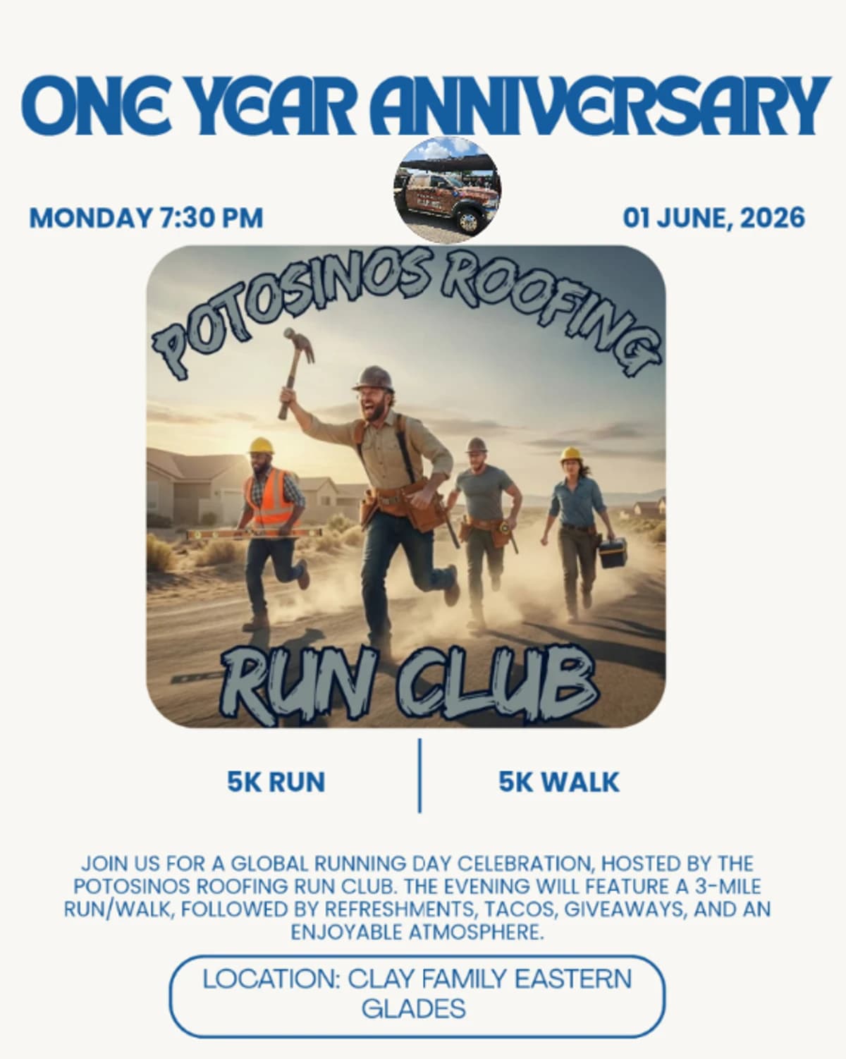 Potosinos Roofing run celebrates its one-year anniversary. hosted by Mayra 's community — run clubs in Houston