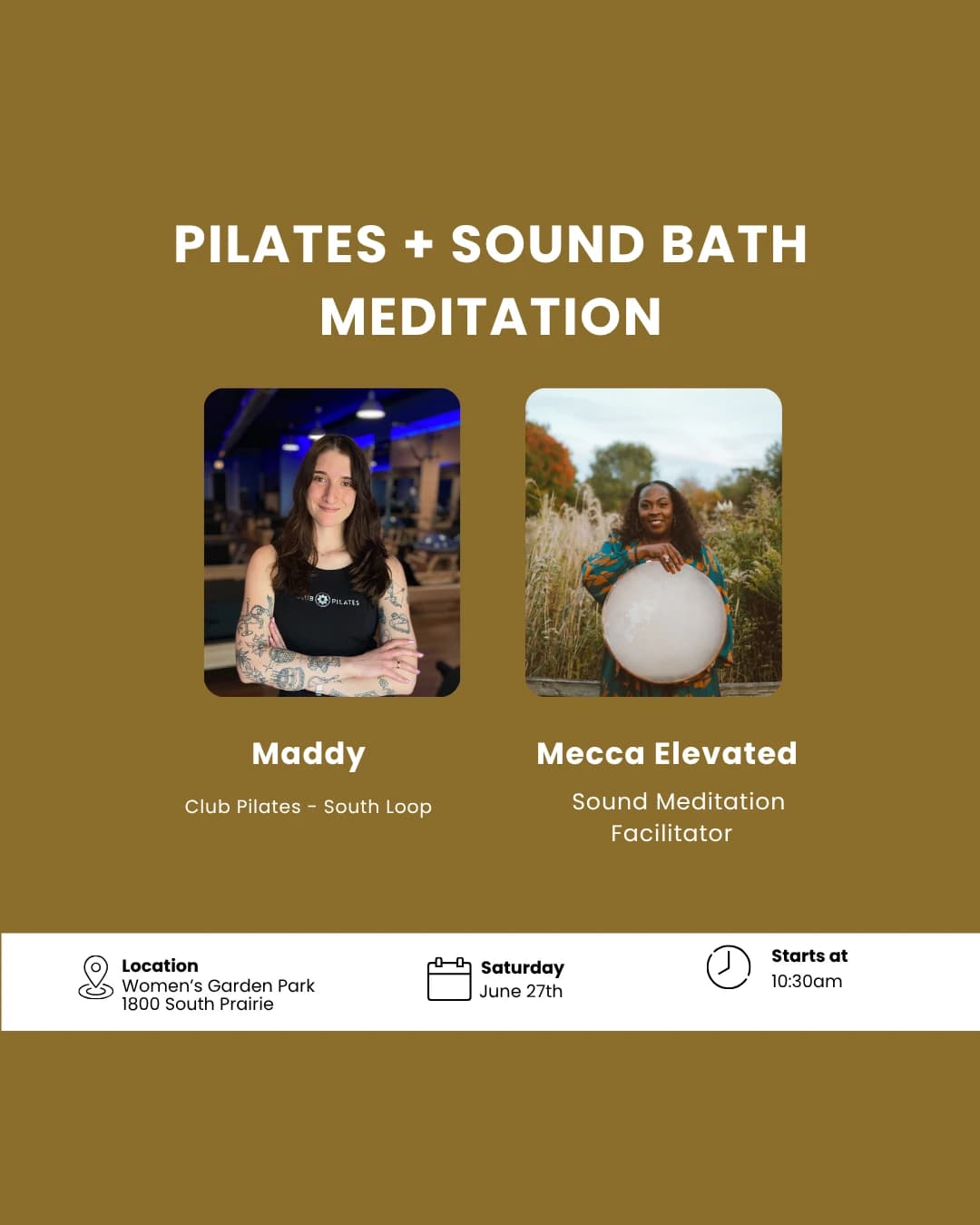 Elevated Sound Bath Meditation + Pilates  hosted by Mecca Elevated — pilates classes in Chicago